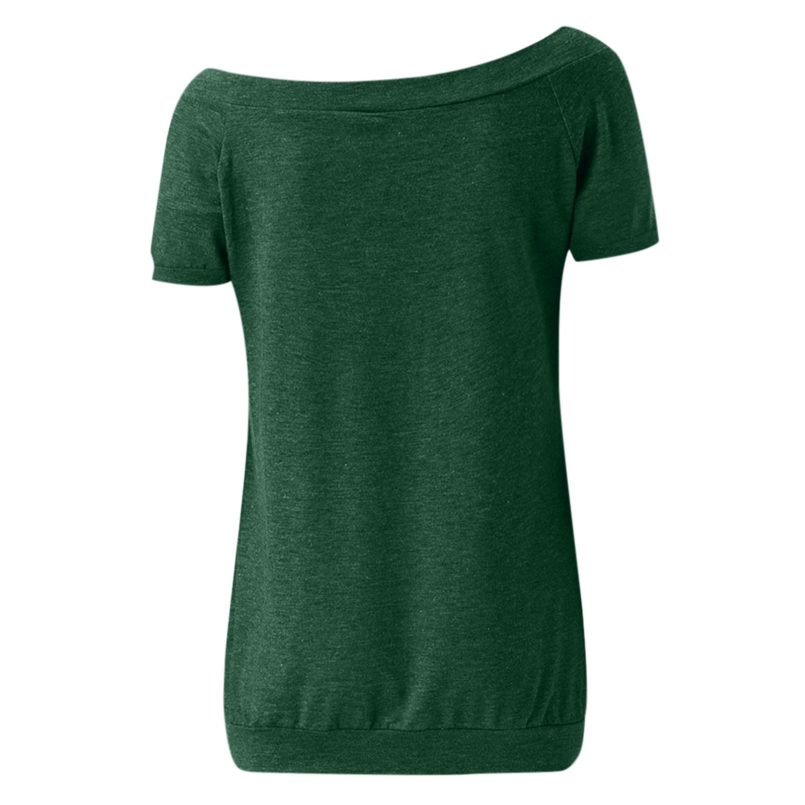 thumbnail image 4 of Blusa de manga corta con hombros descubiertos para mujer - Camiseta informal de verano de color liso, 4 of 6
